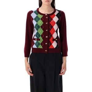 Ganni Check Wool Knit Cardigan With Slim Fit - NWT